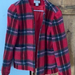 American Vintage Red Plaid Blazer